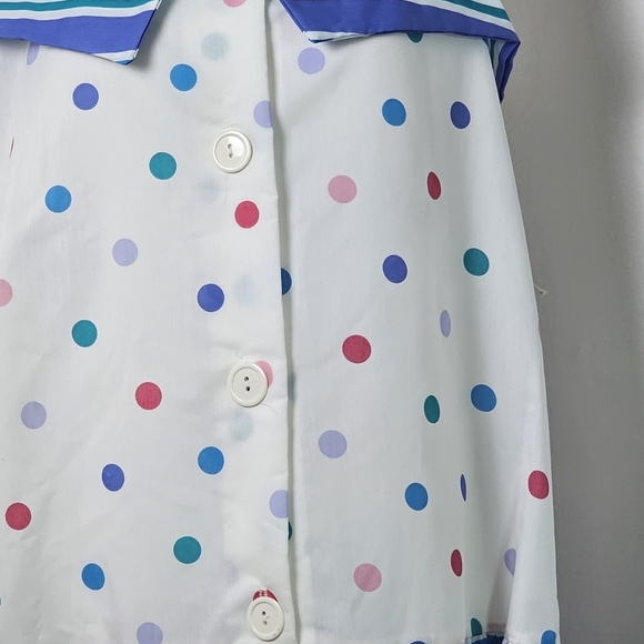VTG 1980's Its A Charm Deadstock Multi Color Polka Dot/Stripe Dress Whimsy Sz L - Picture 3 of 16